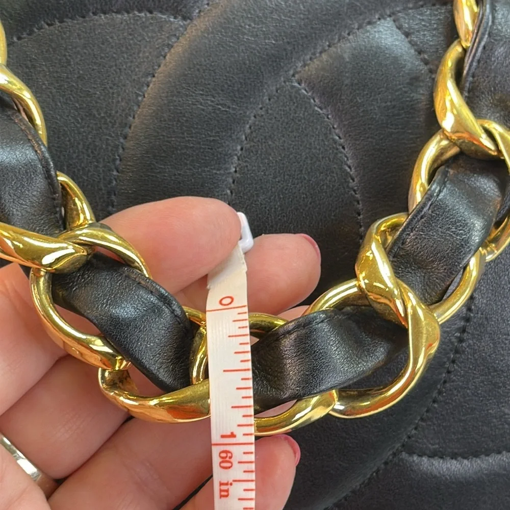 CHANEL CC XL Calfskin Tote With Chunky 24K Goldplated Chain #2 1991-94 COA - Picture 5 of 17